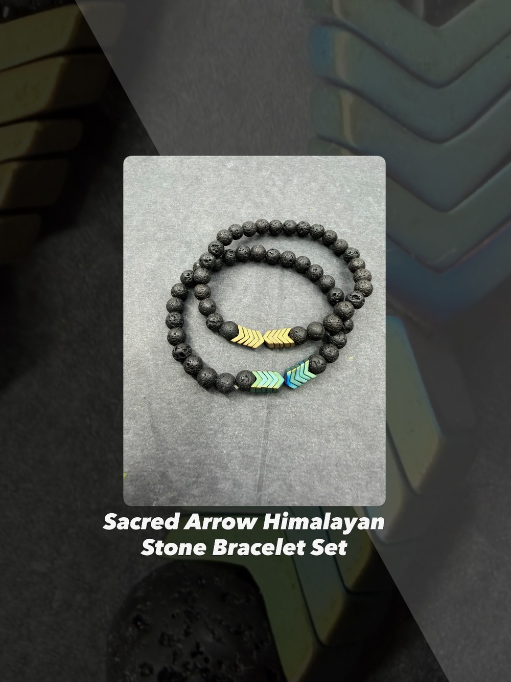 EUC Sacred Arrow Himalayan Stone Bracelet Set